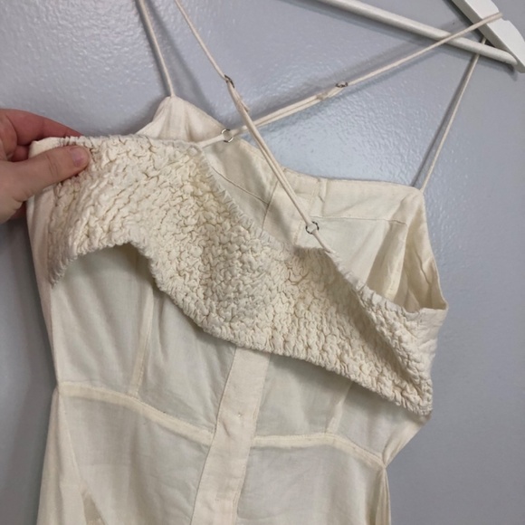 Maeve Anthropologie Linen Colorblock Open Back Midi Dress M - Picture 5 of 15